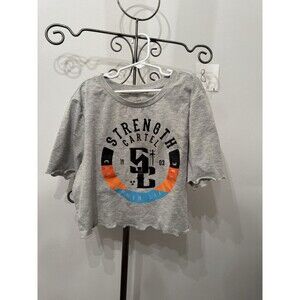 Strength Cartel California Lifestyle Crop Tee Gray Medium SC Logo